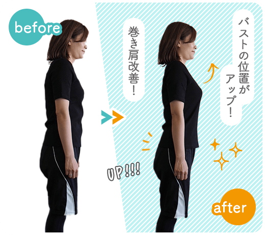 巻き肩改善！バストの位置がアップ！