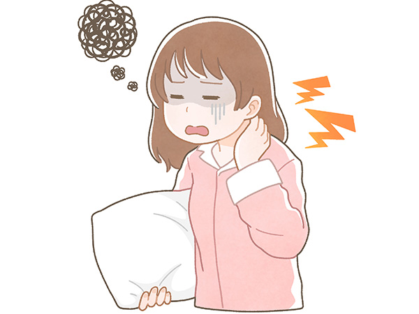寝違えた女性のイラスト