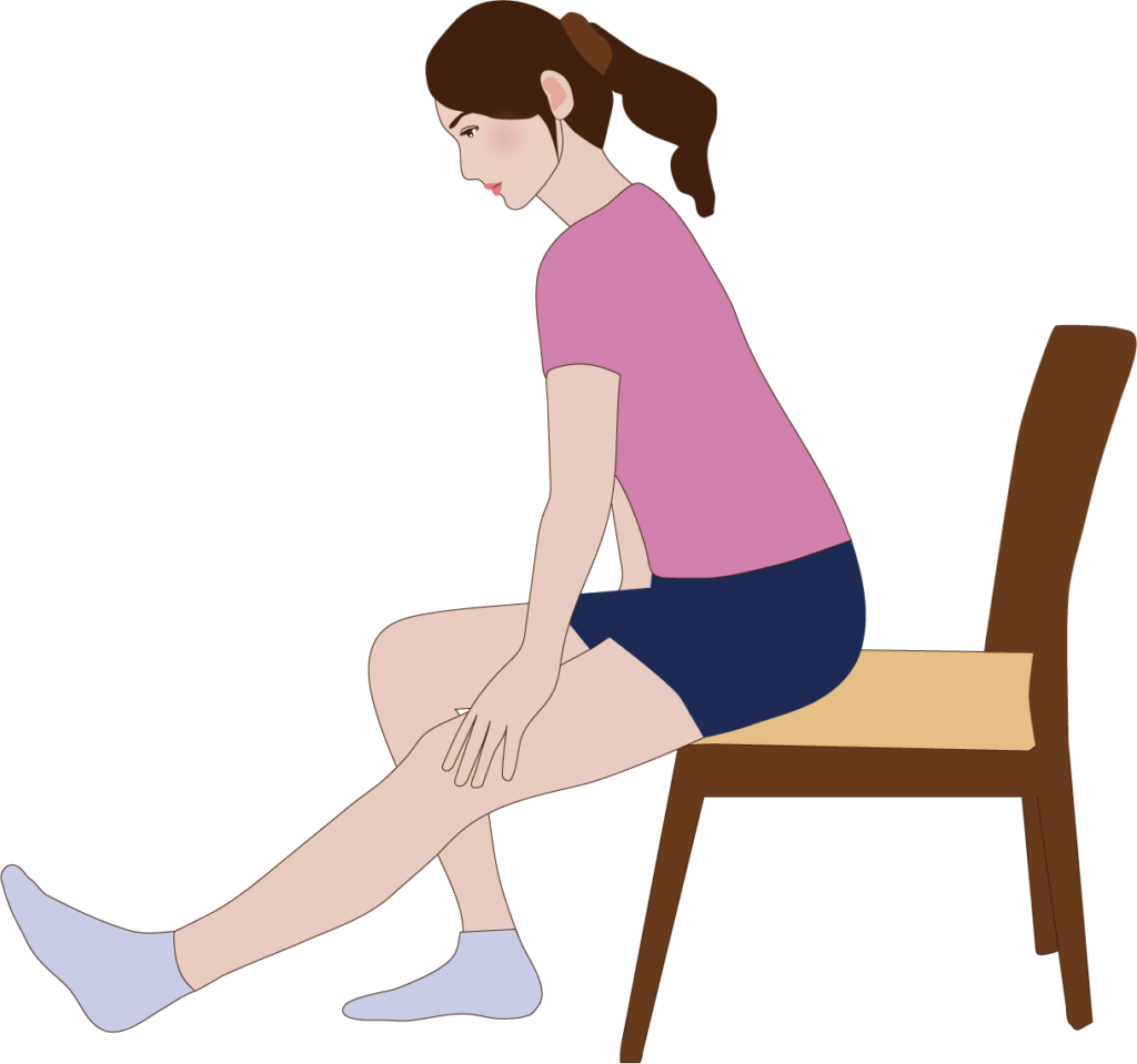 太もも裏ストレッチしてる女性