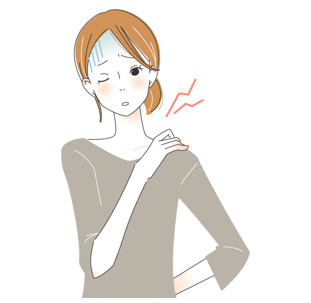 肩に悩んでる女性